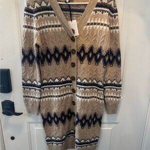 Lucky Brand Tan and Black Long Sleeve Dress